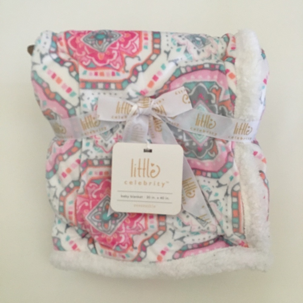 NEW Baby Blanket Pink Multicolor Pattern Baby Girl Gift | Little Celebrity